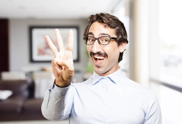 Hombre con el signo número tres — Foto de Stock