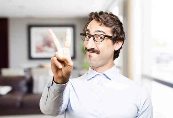 Man with number two sign — Stock Photo, Image