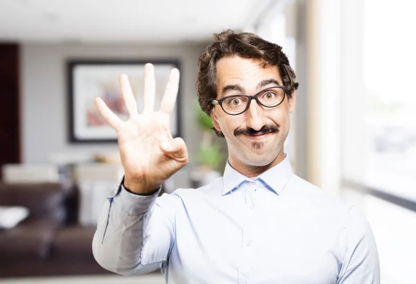 Man with number four sign — Stock Photo, Image