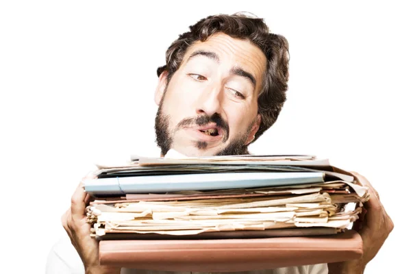 Young cool man with files — Stock Photo, Image