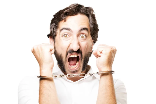 Young cool man with handcuffs — Stock Photo, Image