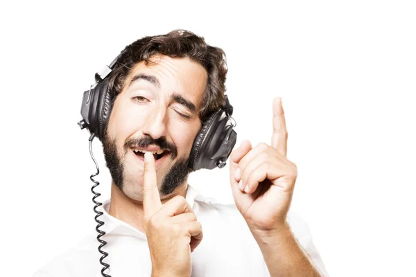 Joven fresco hombre con auriculares — Foto de Stock