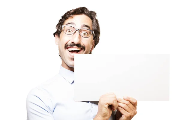 Young cool man with a placard — Stock Photo, Image