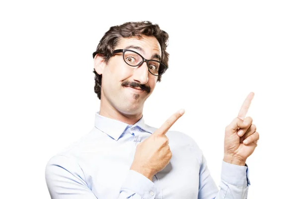 Young cool man showing something — Stock Photo, Image