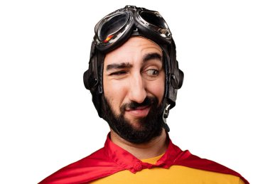 şaşkın yüz ile deli süper kahraman