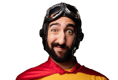 şaşkın yüz ile deli süper kahraman