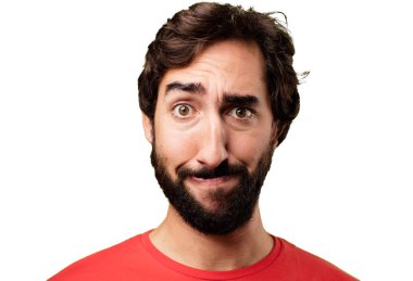 şaşkın yüz ile deli süper kahraman