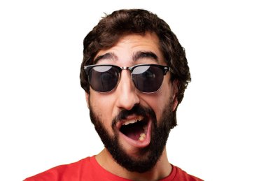 sürpriz ifade ile genç deli adam