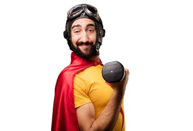 bir dumbbell ile deli süper kahraman