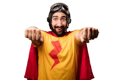 yumruk işareti ile deli süper kahraman