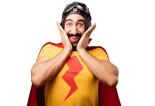 Superhéroe loco sorprendido — Foto de Stock