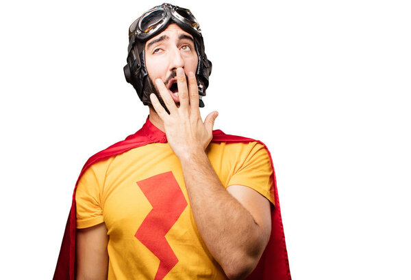crazy super hero yawning
