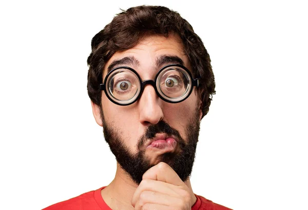 Young crazy man in confused — Stock Photo, Image