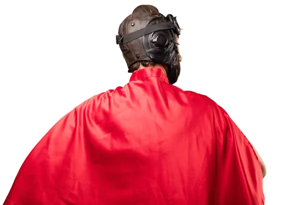 Crazy super hero back view — Stock Photo, Image