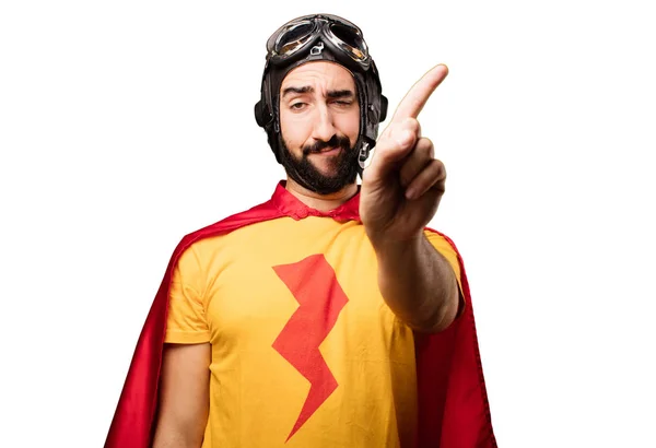 Loco super héroe con gesto diagonal — Foto de Stock
