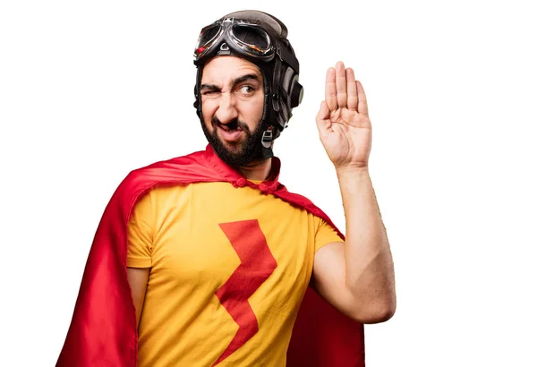 Crazy super hero listening — Stock Photo, Image