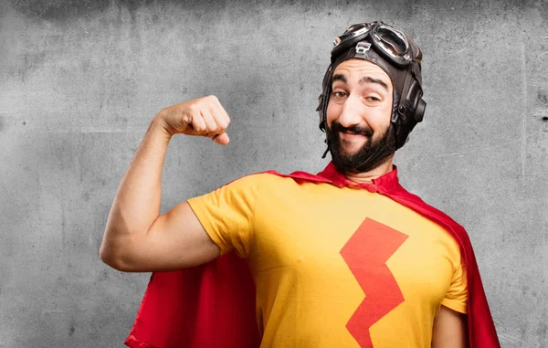 Crazy super hero in strong pose — Stock Photo, Image