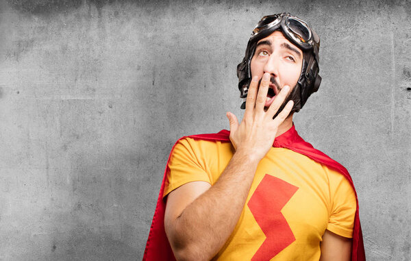 crazy super hero yawning