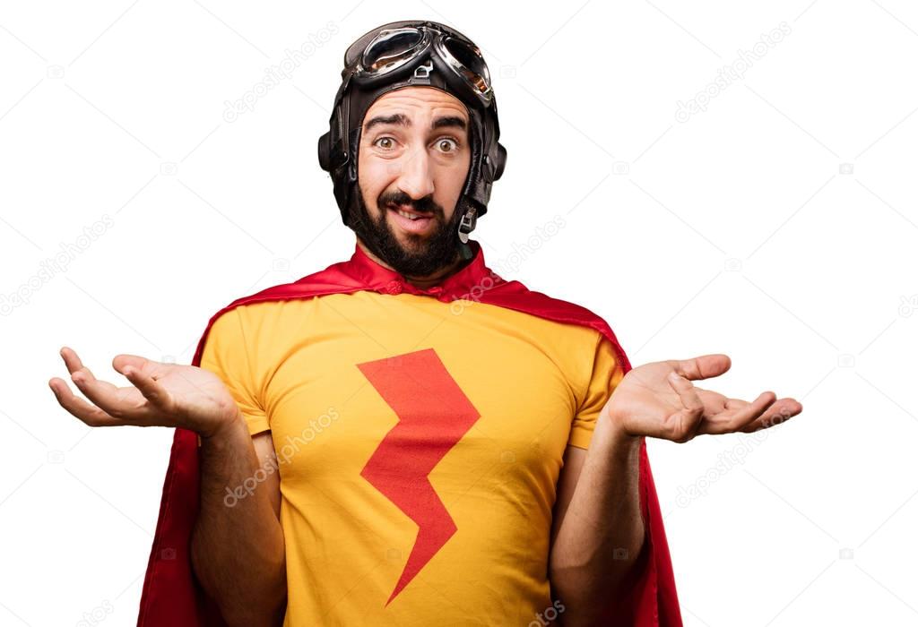 crazy super hero in confused