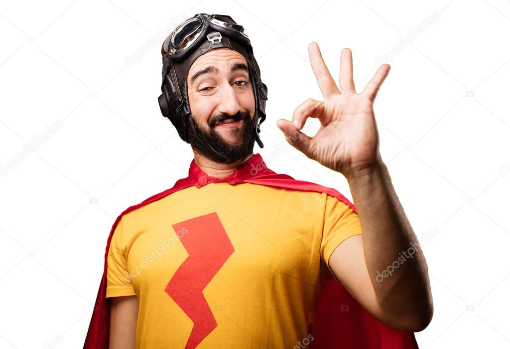 crazy super hero with okay sign