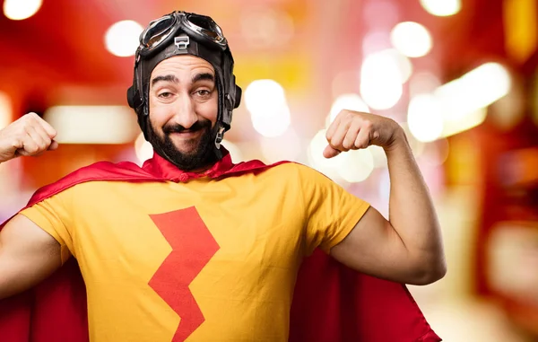 Superhéroe loco en pose fuerte — Foto de Stock