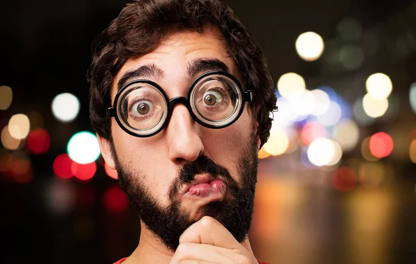 Young crazy man in confused — Stock Photo, Image