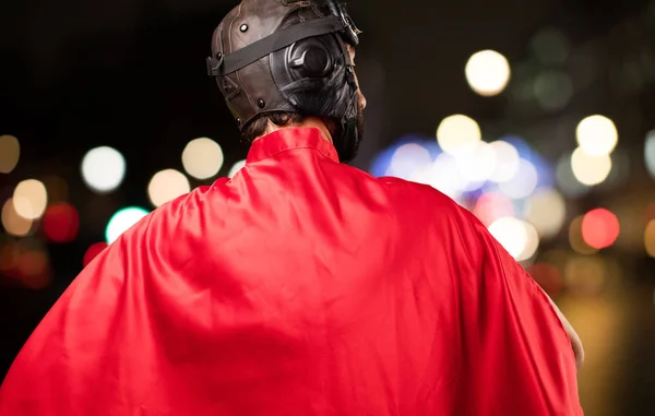 Crazy super hero back view — Stock Photo, Image