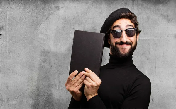 young french artist with a book