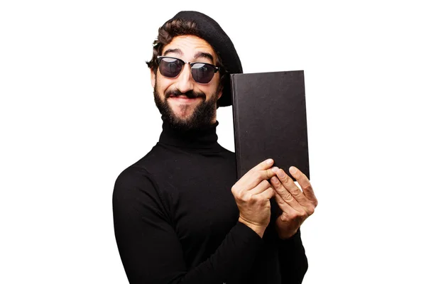 Young french artist with a book — Stock Photo, Image