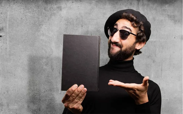 Joven artista francés con un libro — Foto de Stock