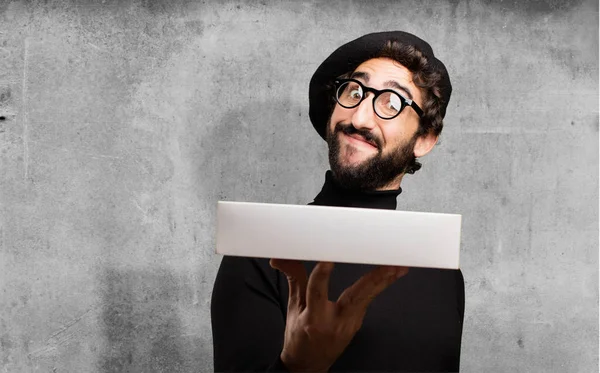 Joven artista francés con una caja — Foto de Stock