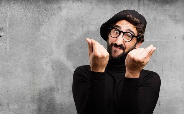 para işareti ile genç Fransız sanatçı