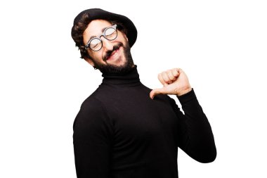 genç sanatçı gurur poz Fransız