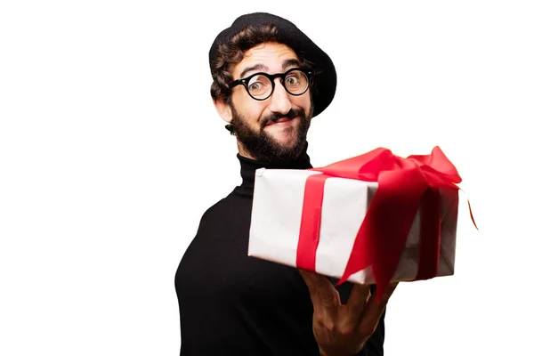 Young french artist with a gift — Stock Photo, Image