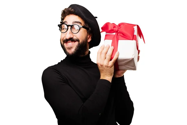 Joven artista francés con un regalo —  Fotos de Stock