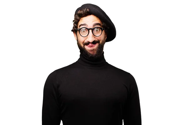 Young french artist joking — Stock Photo, Image