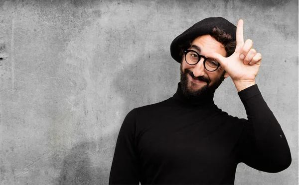 Young french artist with loser sign — Stock Photo, Image