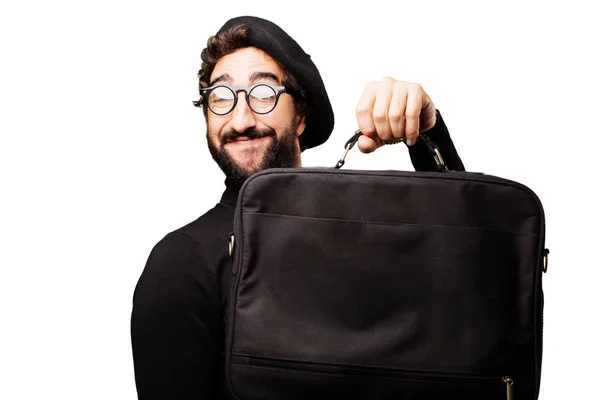 Jeune artiste français avec une valise — Photo