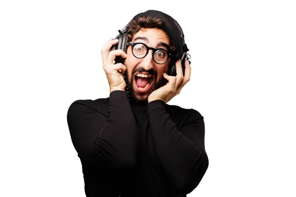 Young french artist with headphones — Stock Photo, Image