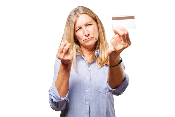 Senior beautiful woman with credit card — Stock Photo, Image