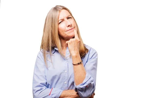 Senior beautiful woman doubting — Stock Photo, Image