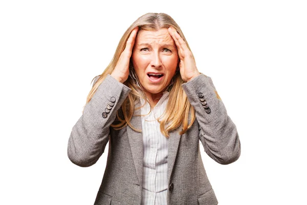 Senior schöne Frau in Angst-Pose — Stockfoto