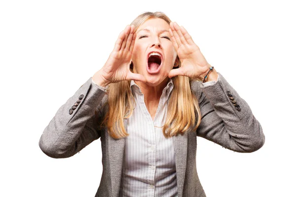 Senior mooie vrouw schreeuwen — Stockfoto