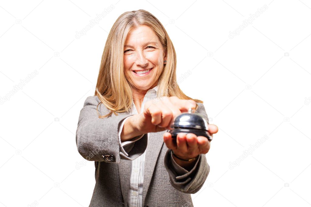 senior beautiful woman with ring bell