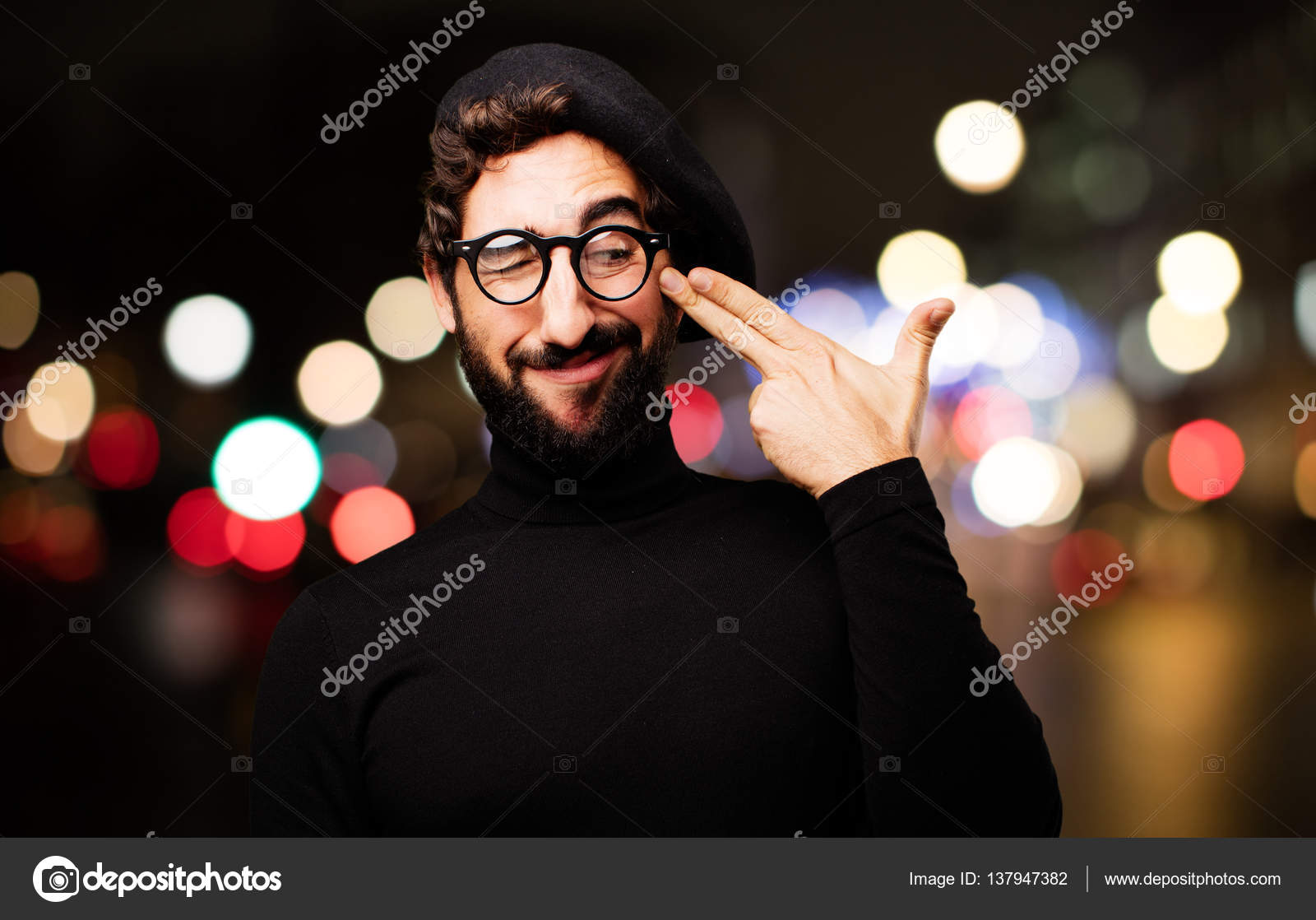 Young french artist with suicide sign пїЅ Stock Photo пїЅ kues #137947382 picture picture