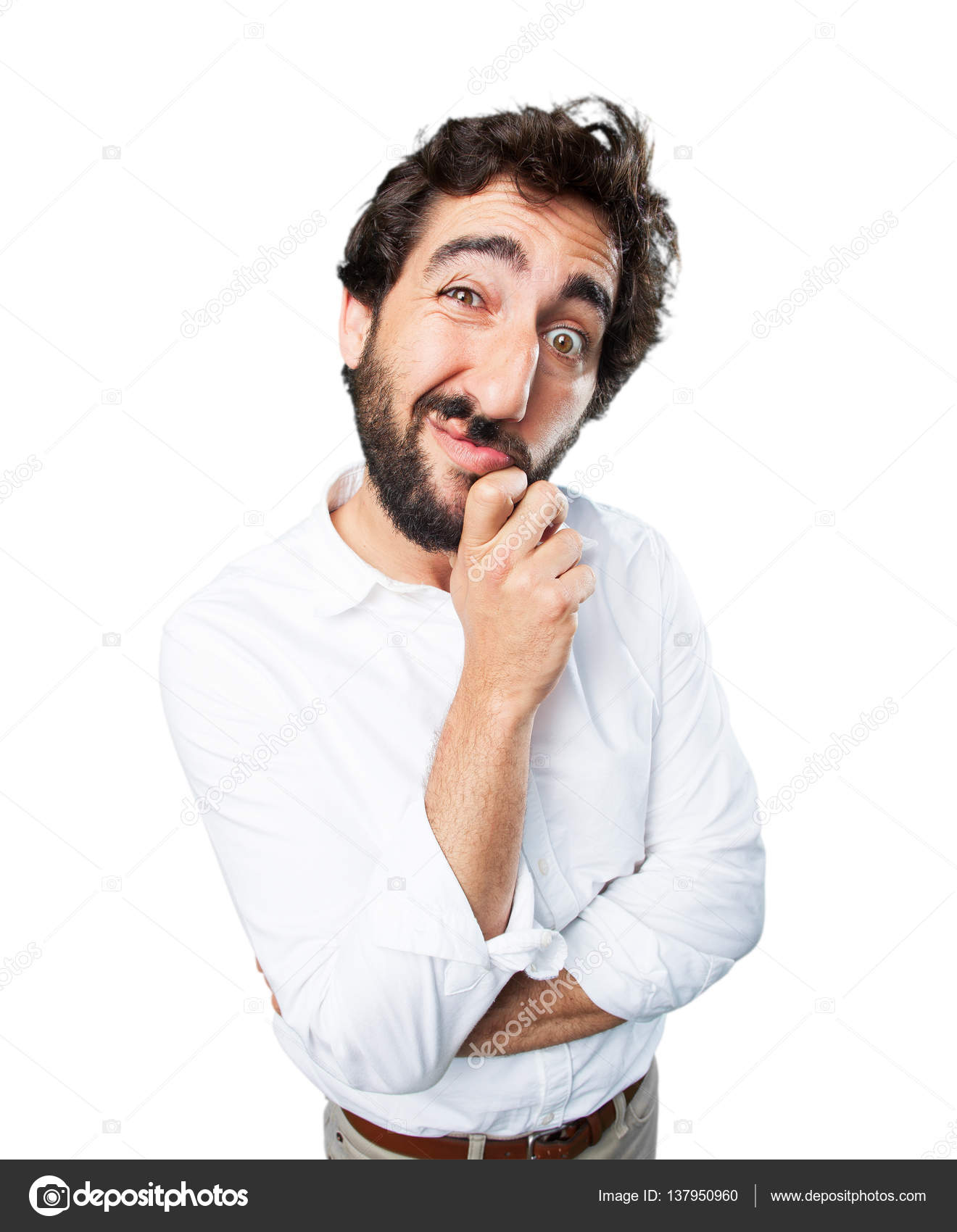Man in confused pose with worried expression — Stock Photo © kues ...