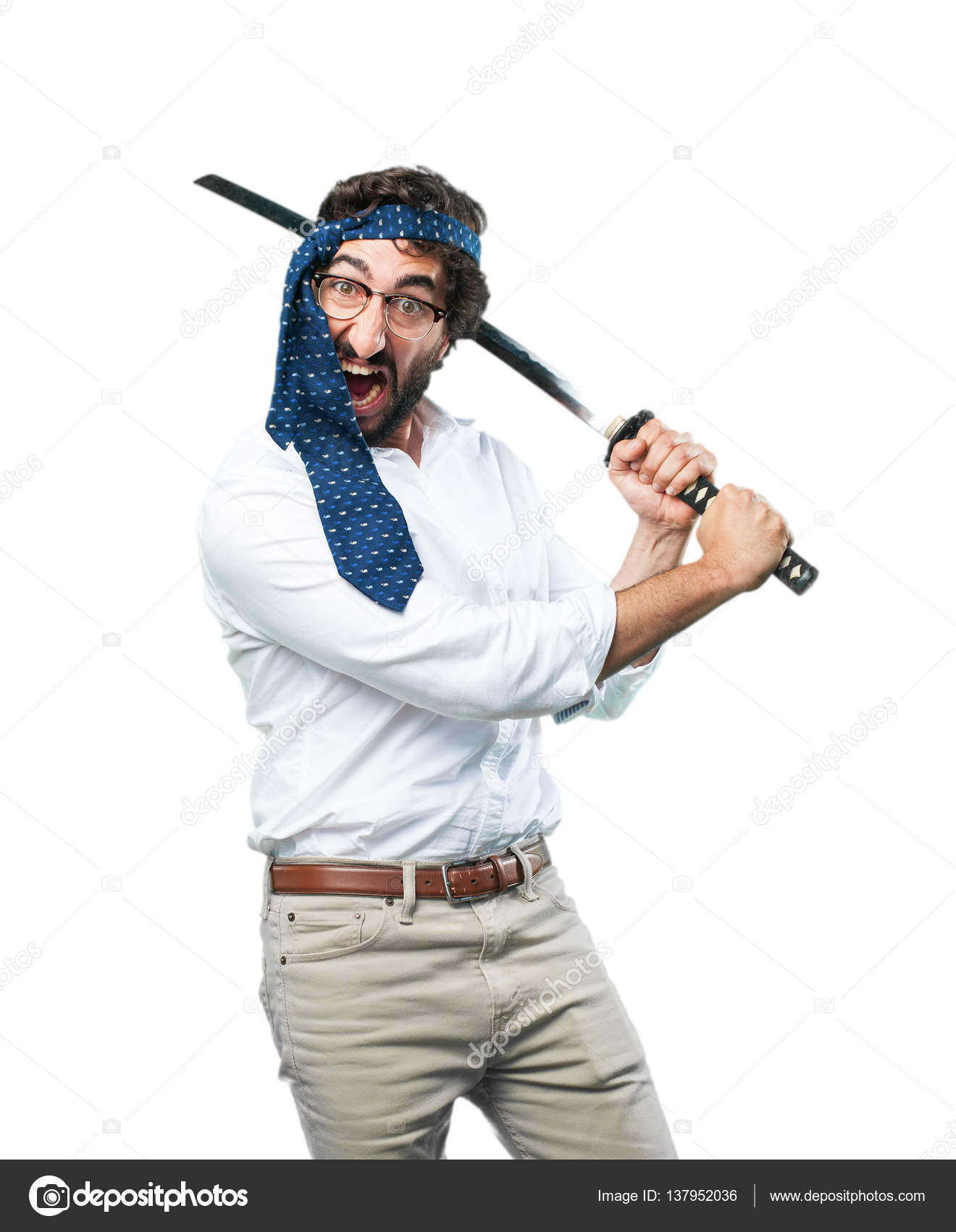 Young funny man with a sword Stock Photo by ©kues 137952036