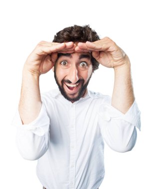 adam çok sürpriz ifade ile bakan