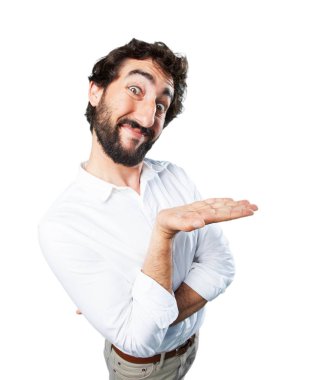 Genç komik adam gösteren jest