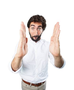 jest sürpriz ifade ile gösterilen adam